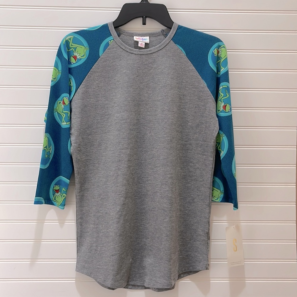 LulaRoe Small Gold Tag Kermit Muppets Print Randy Tee Small